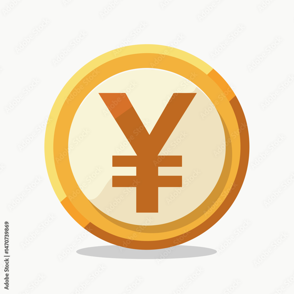 Obraz premium yen coin icon with gold border digital currency symbol