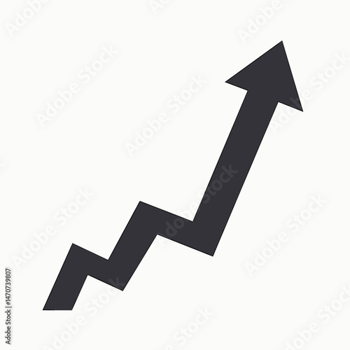 upward trend graphic with black arrow on white background