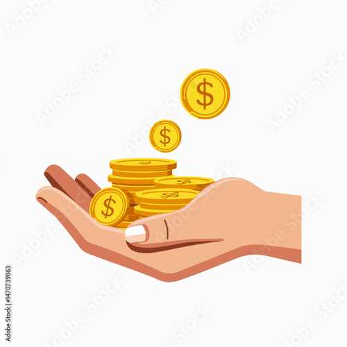 hand holding money stock illustration of currency symbols