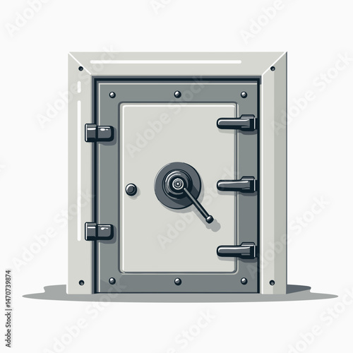 secure vault with locked door  gray safe illustration