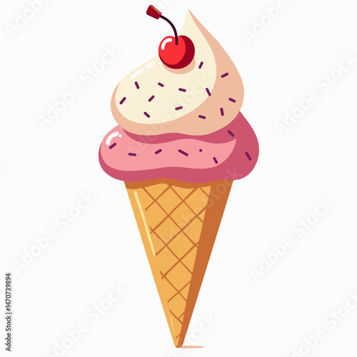 colorful ice cream cones with cherry toppings