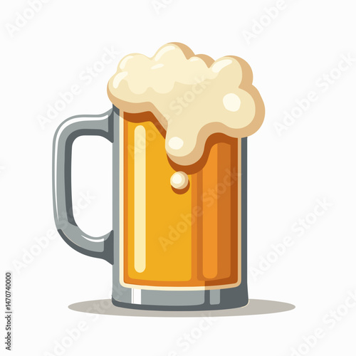 frothy beer in mug  golden amber ale with foam