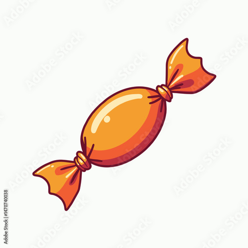 vibrant yellow candy with orange wrapper  stock illustration