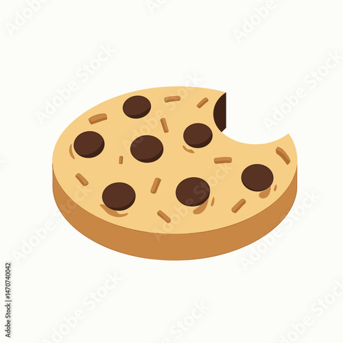 chocolate chip cookie slice with bite marks  stock image