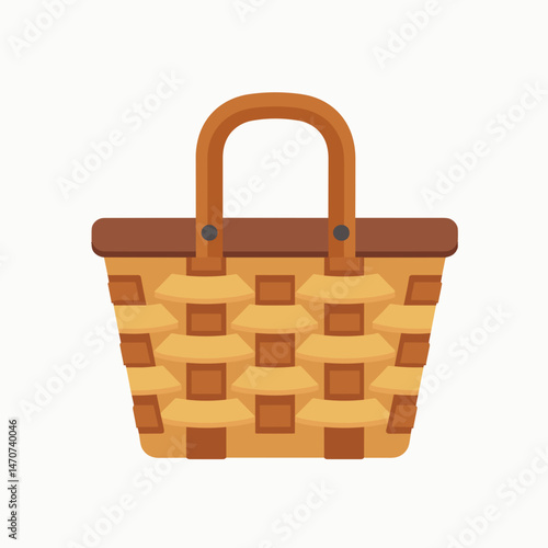 basket icon with brown handle  stock image