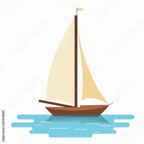sailboat on calm water with blue reflections