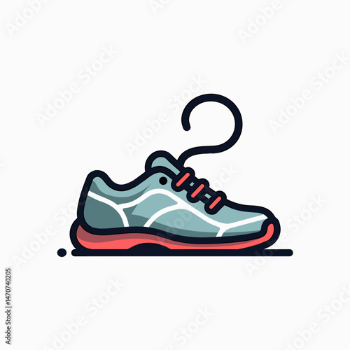 cartoon running shoe with red laces
