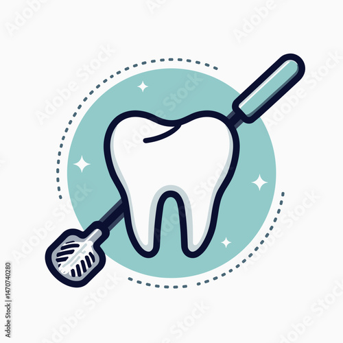 dental hygiene illustration with toothbrush and teeth