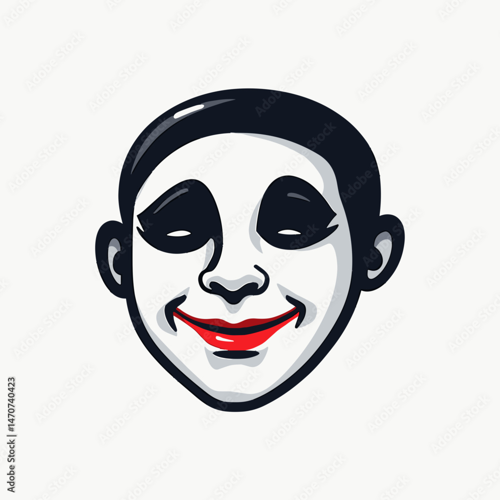 cartoon clown face with red lipstick cartoon clown face with red lipstick