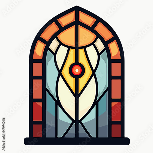 stained glass window with yellow center