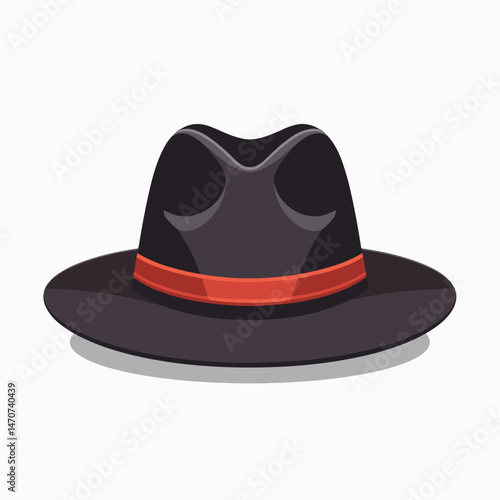 stylish black fedora hat with red stripe