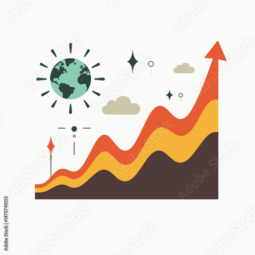 ecofriendly growth trends graphic with earth icon