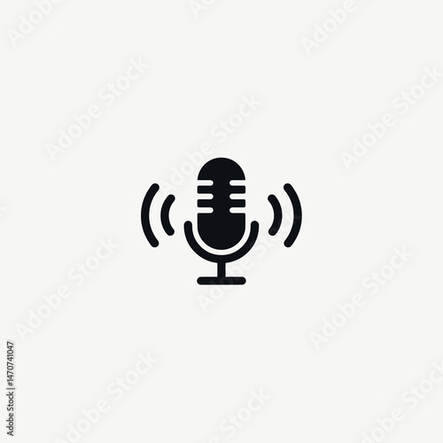 microphone icon with sound waves  digital audio recording device
