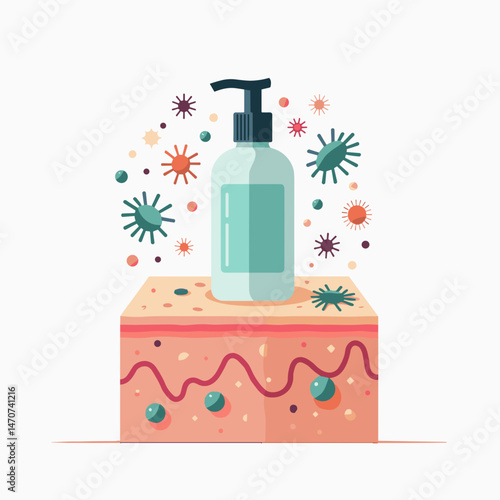 hand sanitizer on skin illustration