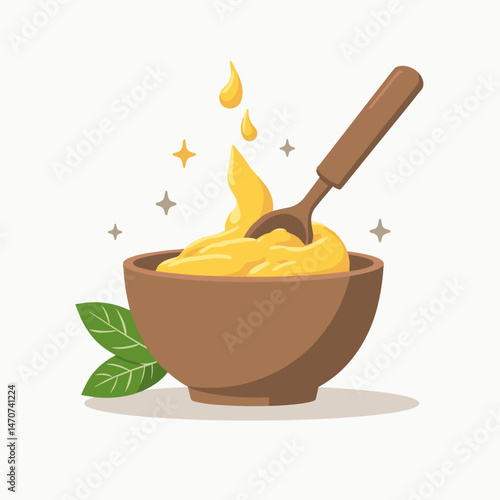 natural honey infusion in wooden bowl with spoon