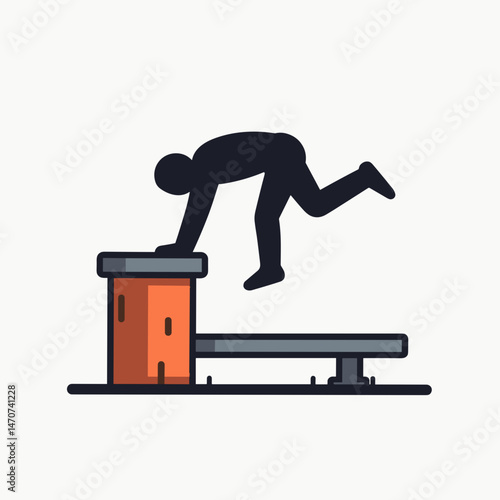 athlete sprinting on orange platform