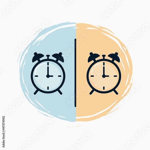 clocks with blue and orange backgrounds
