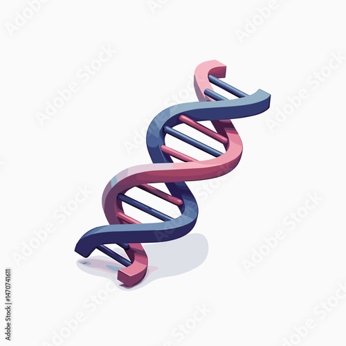 d pink and blue dna double helix model