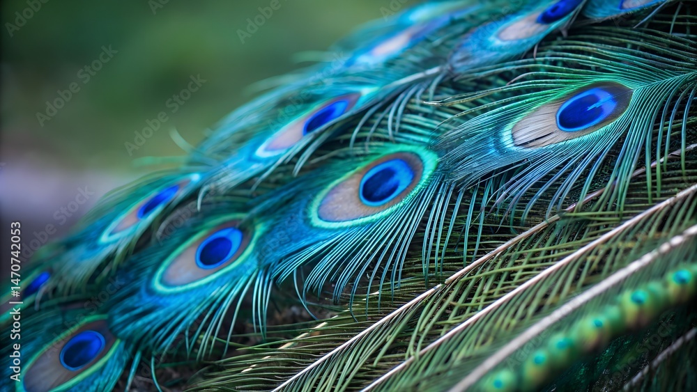 Obraz premium Portrait peacock with beautiful colorful feather