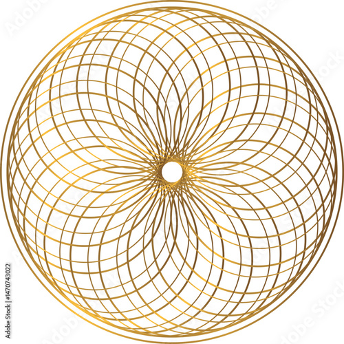 Sacred geometry vector illustration. Golden Torus Yantra. Basic element made by circles and Seed or Flower of Life. Vector illustration. Logo element. Transparent background
