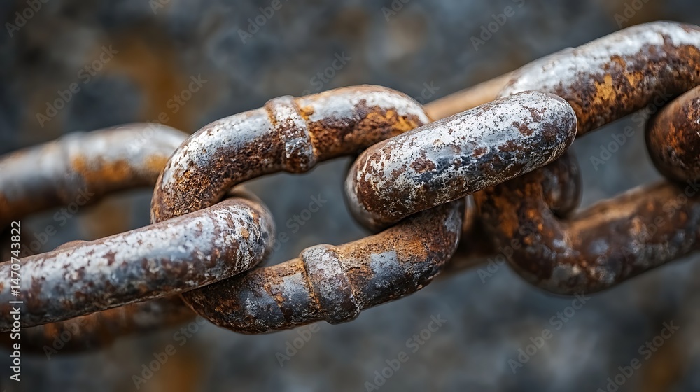 Close-up view of a rusty metal chain link. Close-up view of a rusty metal chain link.