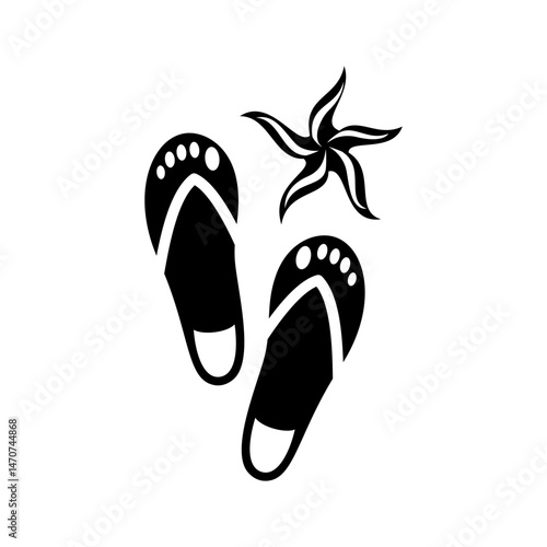 Flip flops and a starfish on sandy beach represent summer vibes and relaxation by the shore