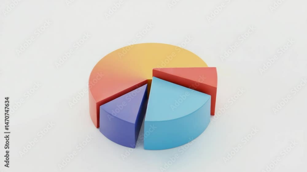 Vibrant pie chart segments show business data statistics analysis