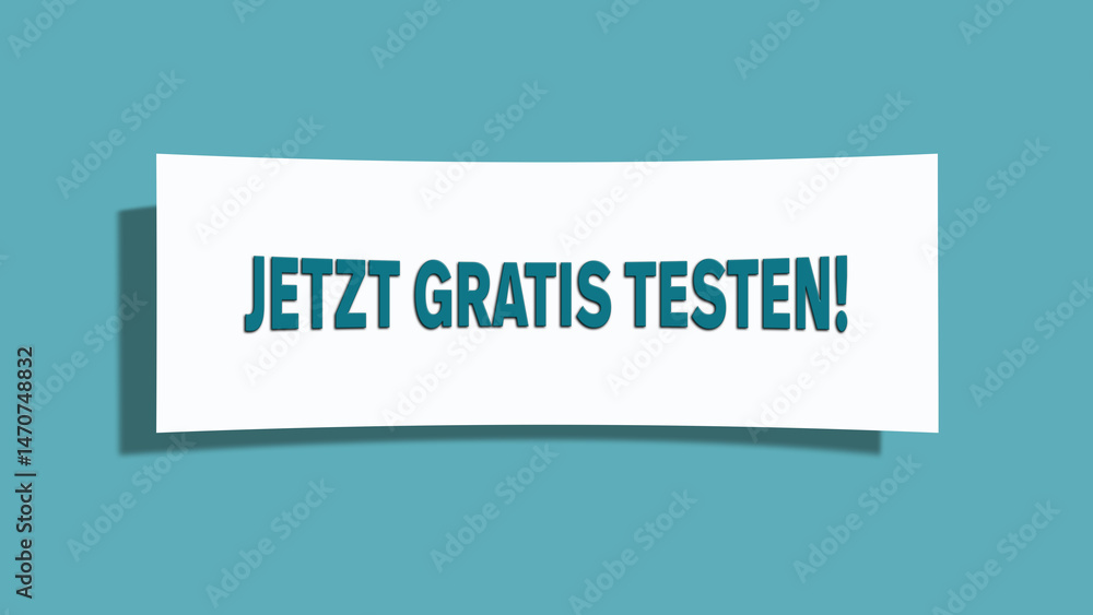 Jetzt gratis testen (Try it now for free) - A card isolated on light green background. Jetzt gratis testen (Try it now for free) - A card isolated on light green background.