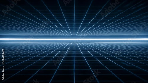Abstract Blue Grid Perspective Background Data and Technological Tunnel