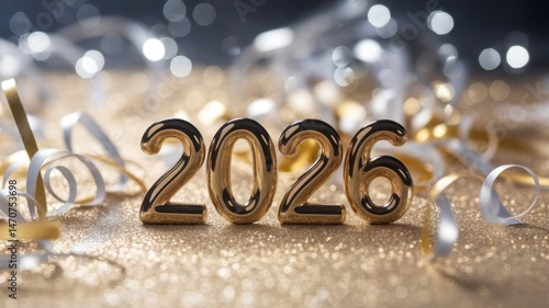 Golden 2026 New Year's Eve Celebration with Sparkling Glitter