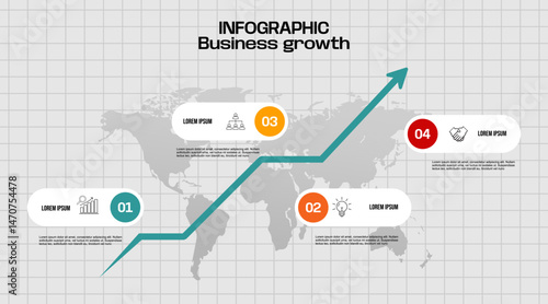infographic growth graph 4 steps with icon template for business and presentation vector illustration background