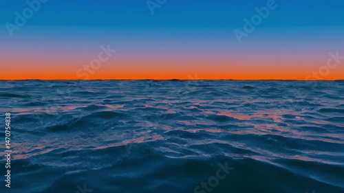 Pixelated Ocean Waves at Sunset with Mountains in the Distance Digital Art