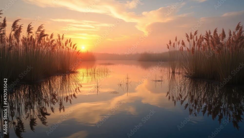 Obraz premium sunset on the lake