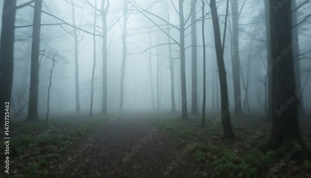 Fototapeta premium path through a foggy forest with trees
