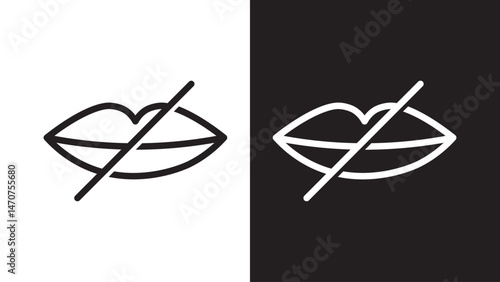 Silence mute icon. No talking symbol fo audio, communication and privacy. Don't be noisy