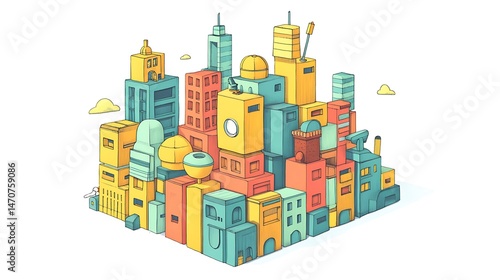 Isometric colorful city illustration