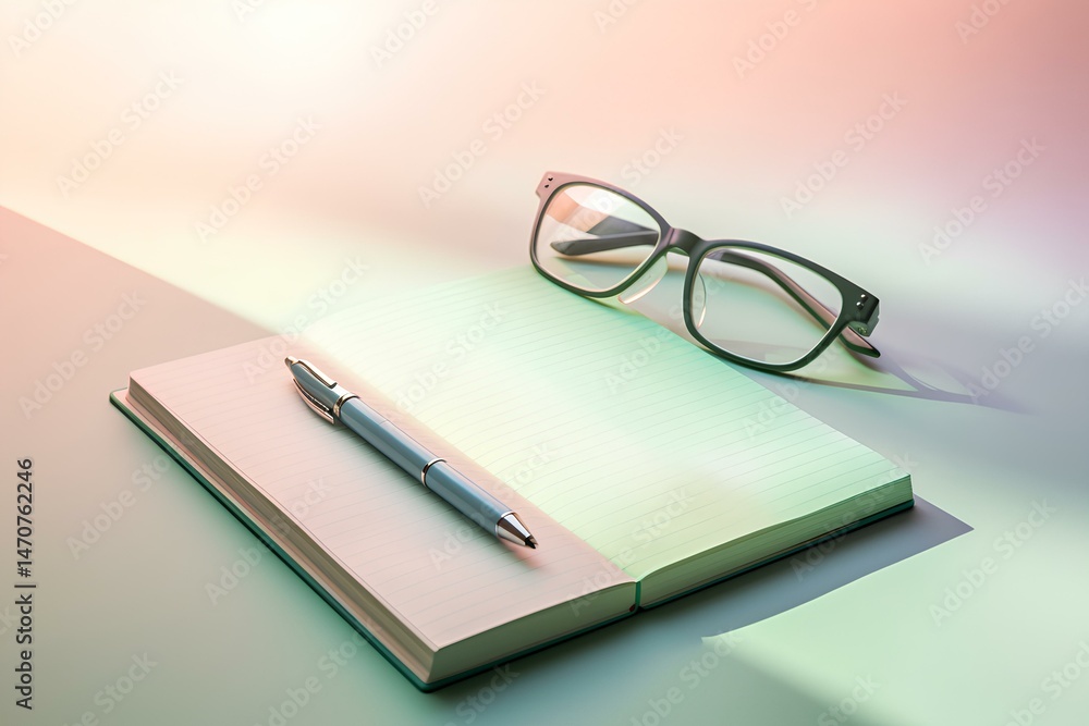 glasses and notebook glasses and notebook