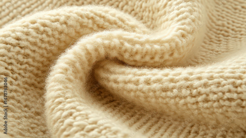 Fototapeta premium Closeup Beige Knitted Fabric Texture