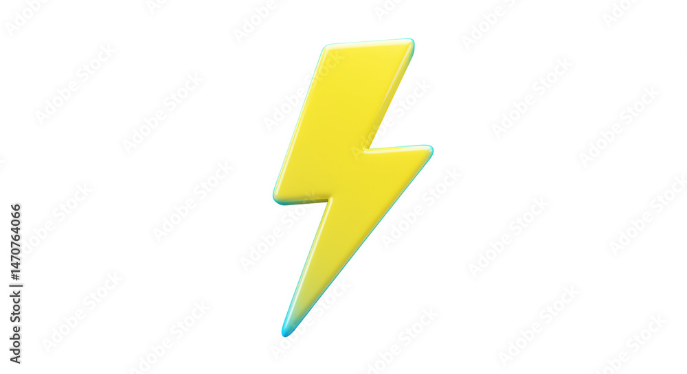 Isolated yellow lightning bolt with blue outline on a plain white background in a studio shot Isolated yellow lightning bolt with blue outline on a plain white background in a studio shot