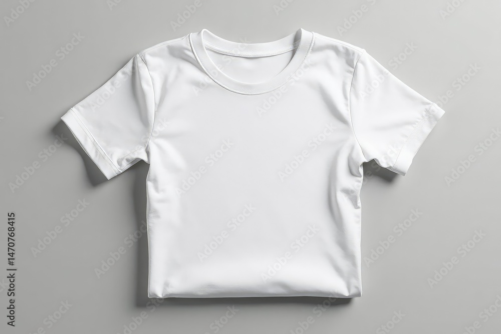 A simple white t-shirt, folded neatly on a neutral background , sleeveless, basic tee, everyday wear A simple white t-shirt, folded neatly on a neutral background , sleeveless, basic tee, everyday wear