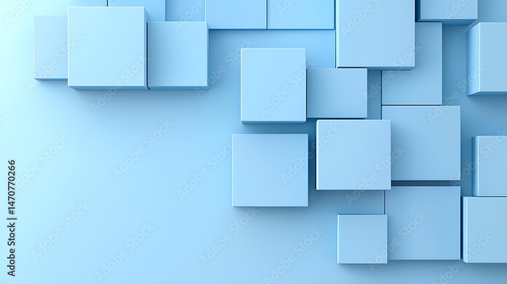 Abstract Geometric Pattern Background Illustration with Light Blue Cubes Abstract Geometric Pattern Background Illustration with Light Blue Cubes