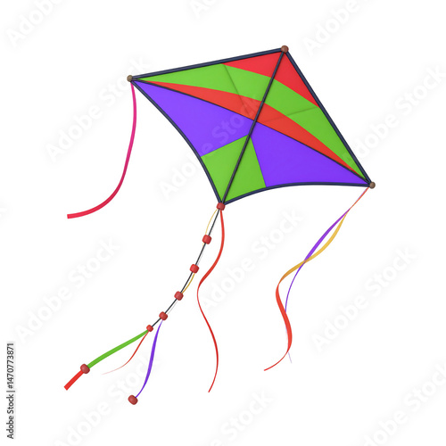 Whimsical kite soars against the midnight sky, blending playful colors