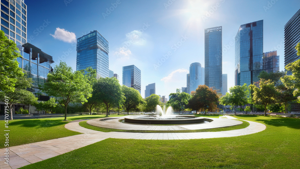 Obraz premium 都会の緑と光