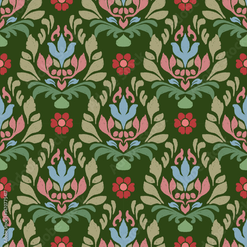 Ethnic Ikat floral seamless pattern. Embroidery , floral vintage pattern.print striped ornament floral. Texture textile background vector illustration ornate elegant luxury vintage retro style.