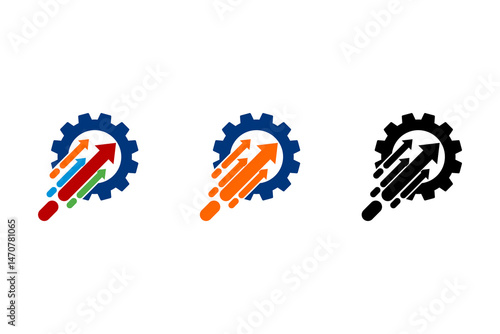 Progress vector logo template. This design use gear and statistic symbol. Suitable for business. vector illustration
