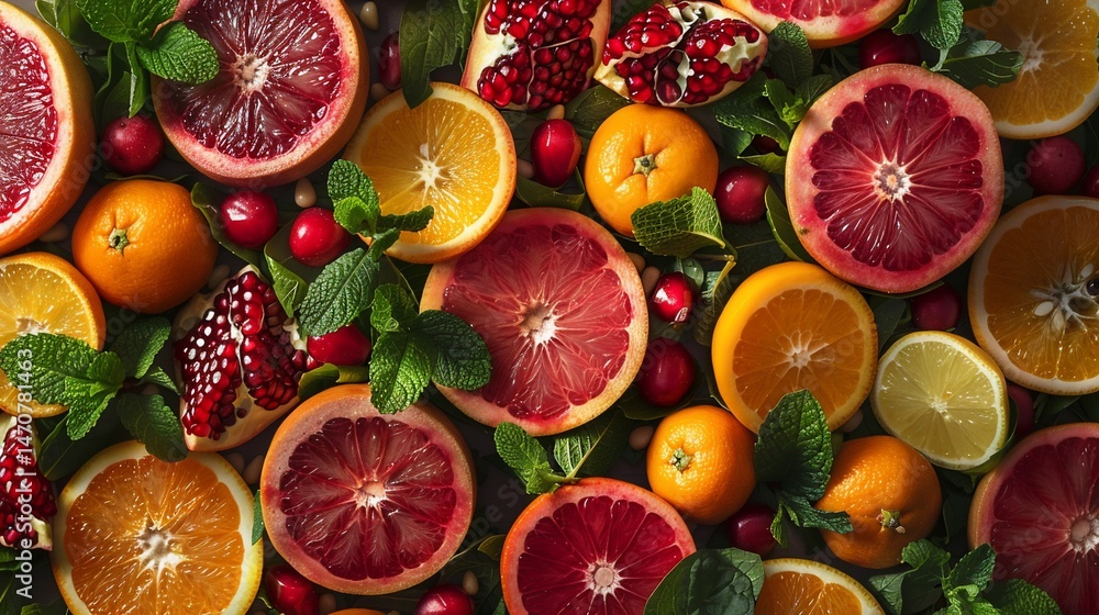 Vibrant citrus and pomegranate assortment Vibrant citrus and pomegranate assortment