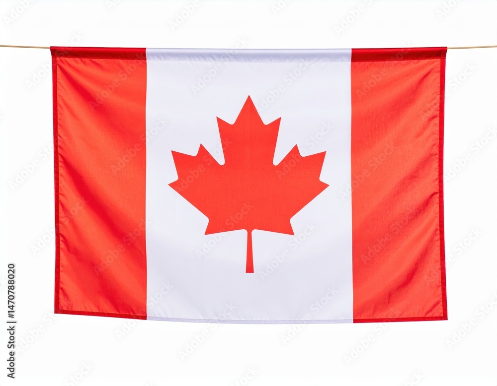 Canadian flag with iconic maple leaf on a white background Canadian flag with iconic maple leaf on a white background