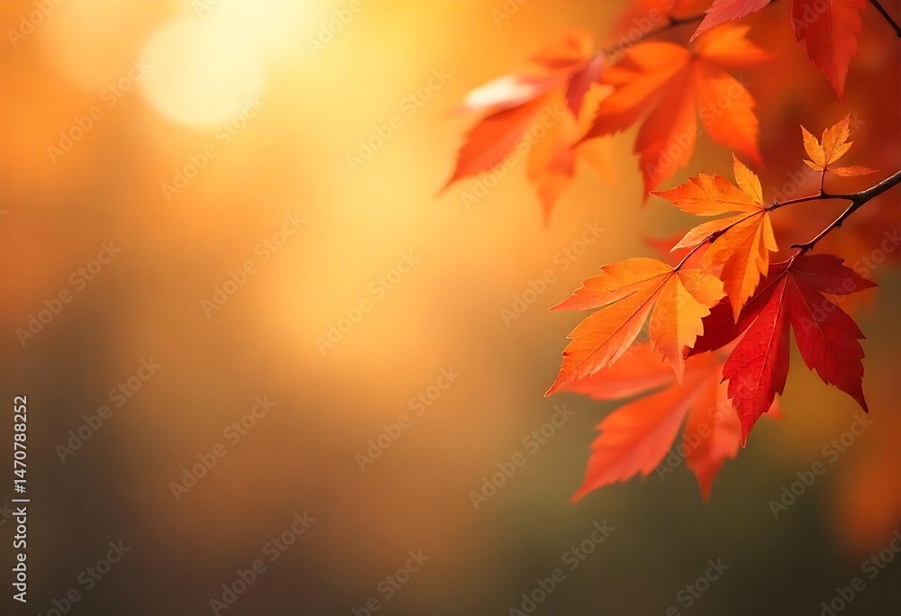 Generative AI autumnal brilliance vibrant maple leaves against golden hour warmth Generative AI autumnal brilliance vibrant maple leaves against golden hour warmth