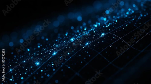 Beautiful Blue Abstract Background with Glowing Stars and Lines