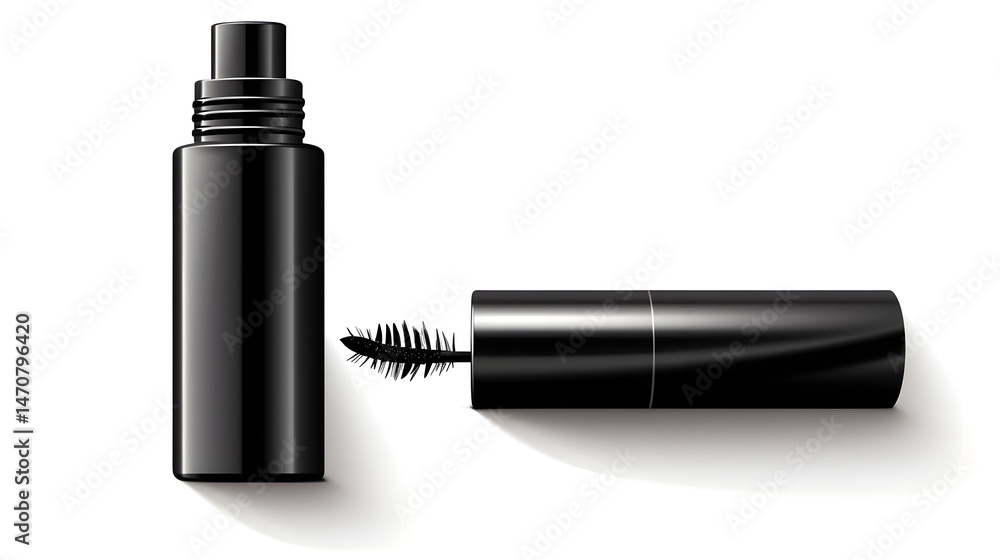 Fototapeta premium Professional Realistic Black Liquid Eyeliner Bottle with Brush for Makeup Artists